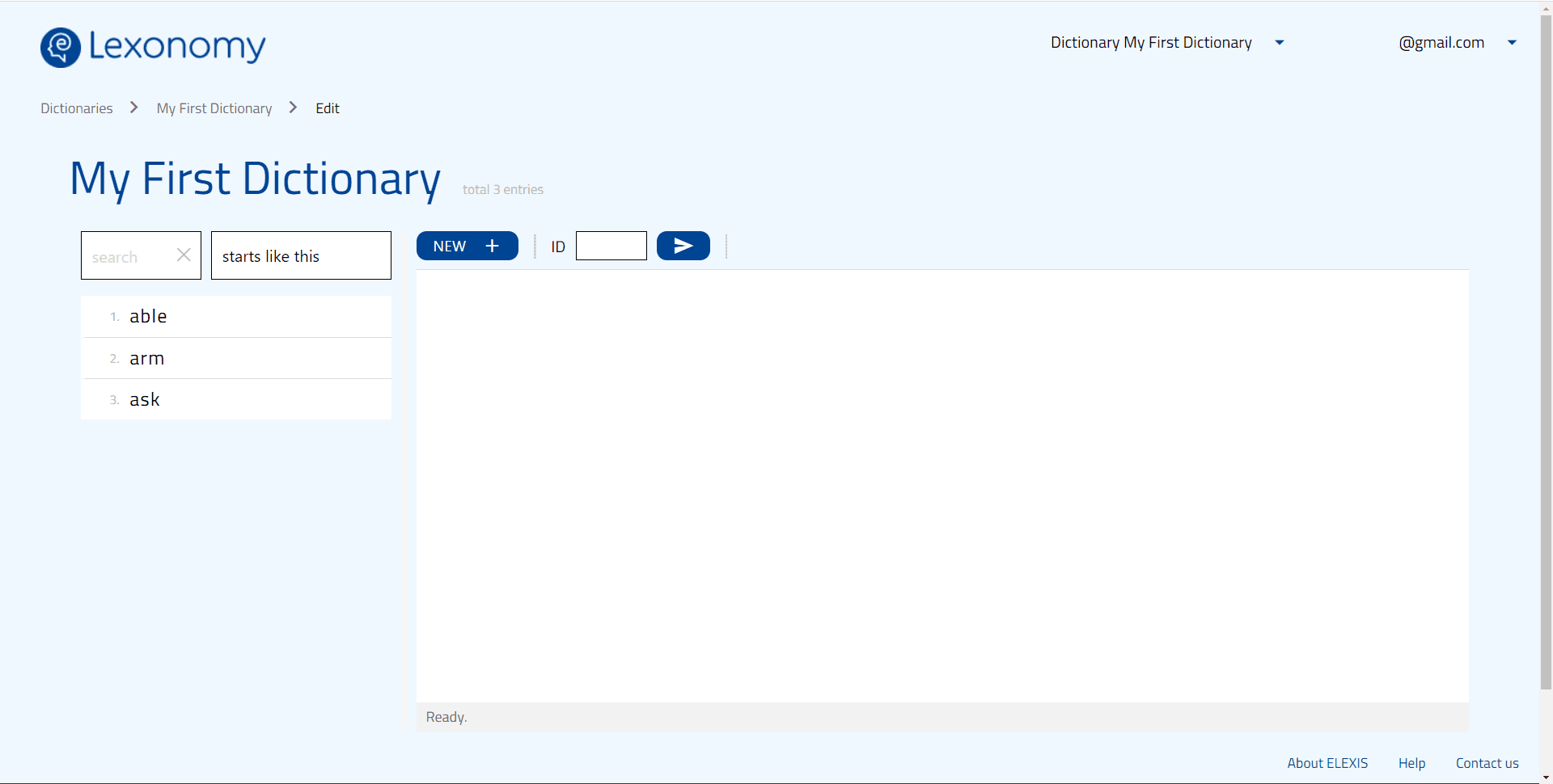 Lexonomy's editing interface.